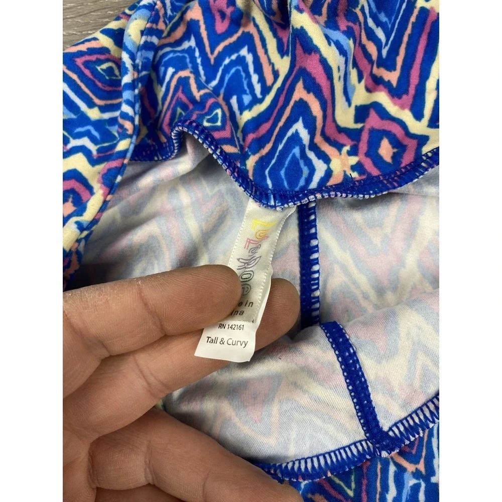 Lularoe Women's Pull On Geometric Pattern Leggins Blue Tall‎ & Curvy